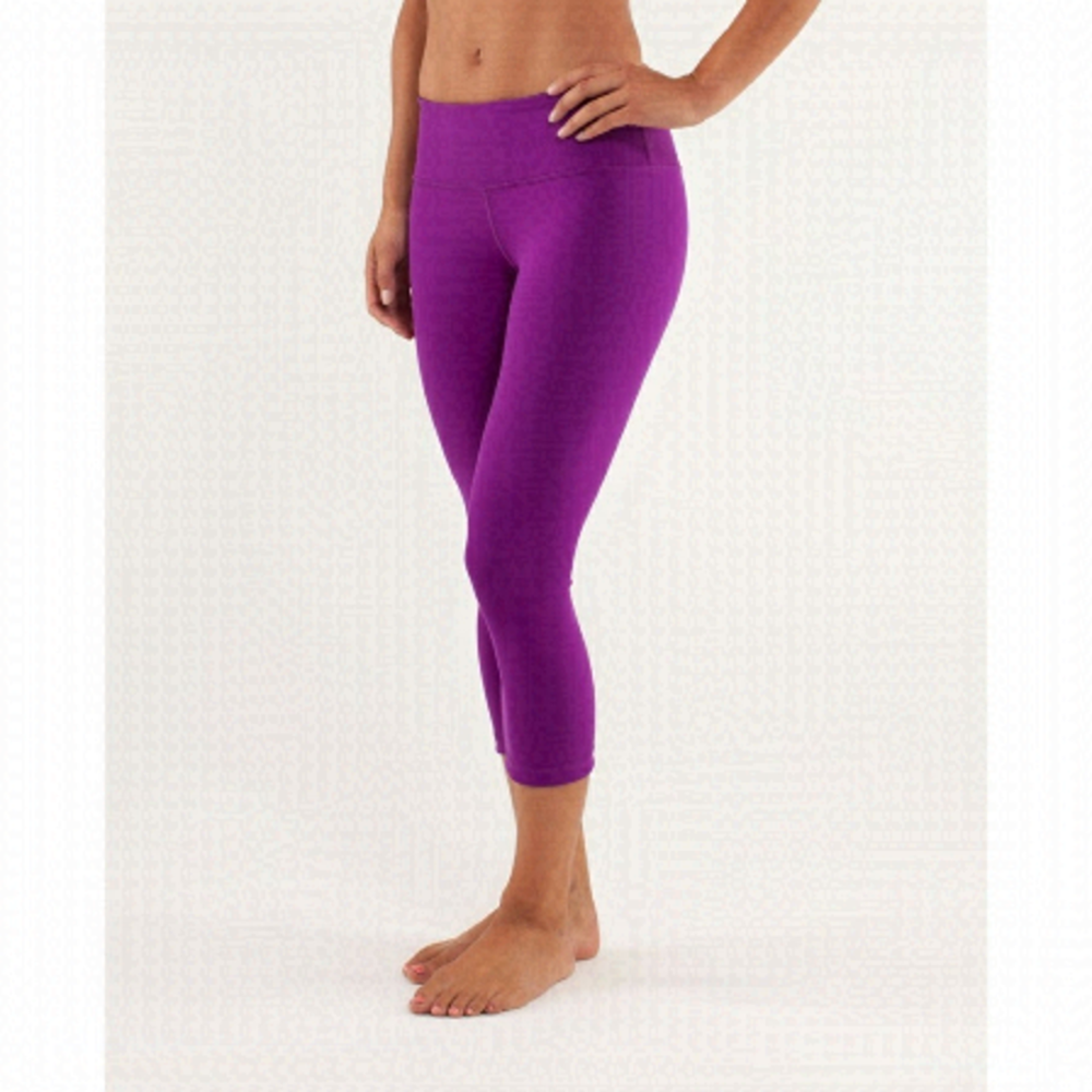 LULULEMON Wunder Under Crop Luon Leggings Tender Violet 4
